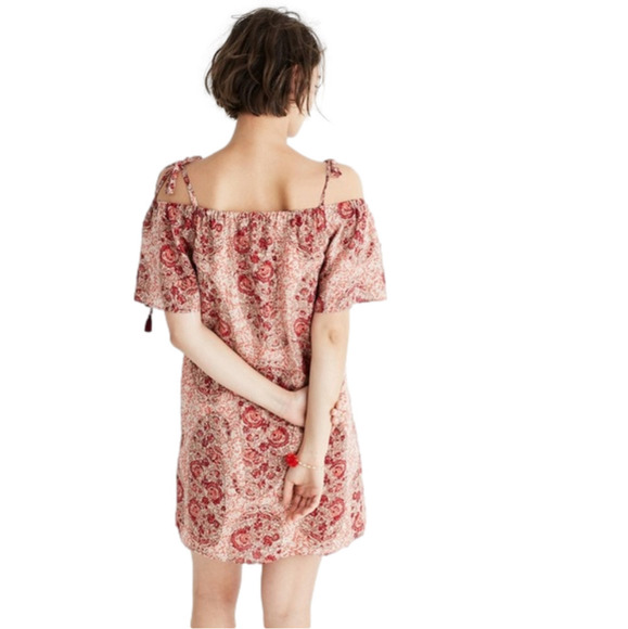 Nwt | Madewell Silk Cold-Shoulder Dress in Watercolor Paisley Size XS - Picture 13 of 13